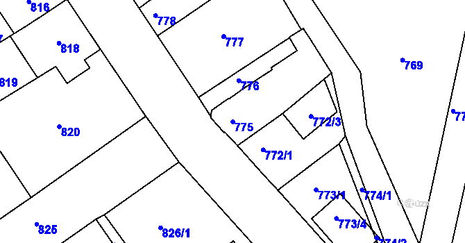 Parcela st. 775 v KÚ Novosedlice, Katastrální mapa