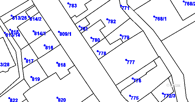 Parcela st. 778 v KÚ Novosedlice, Katastrální mapa