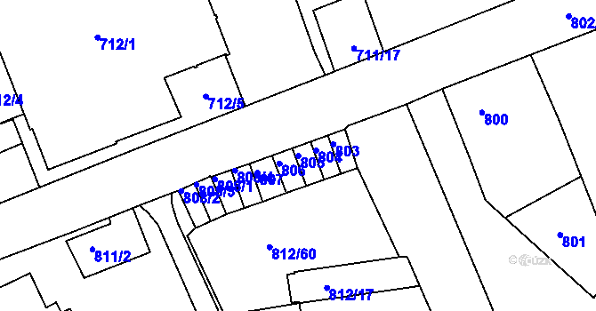 Parcela st. 805 v KÚ Novosedlice, Katastrální mapa