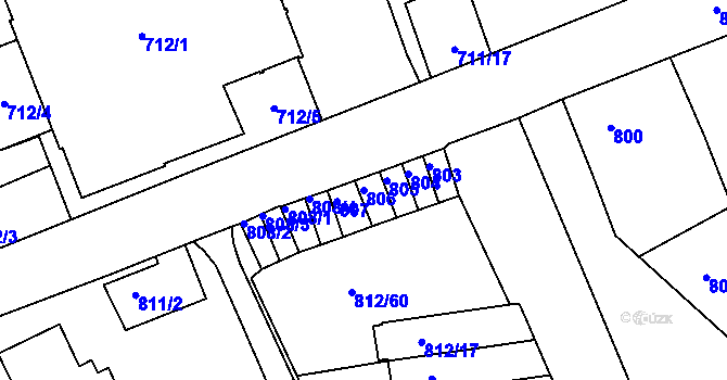 Parcela st. 806 v KÚ Novosedlice, Katastrální mapa