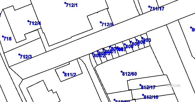 Parcela st. 808/3 v KÚ Novosedlice, Katastrální mapa