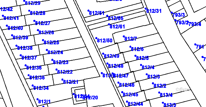 Parcela st. 812/49 v KÚ Novosedlice, Katastrální mapa