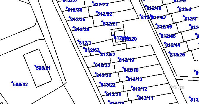 Parcela st. 812/62 v KÚ Novosedlice, Katastrální mapa