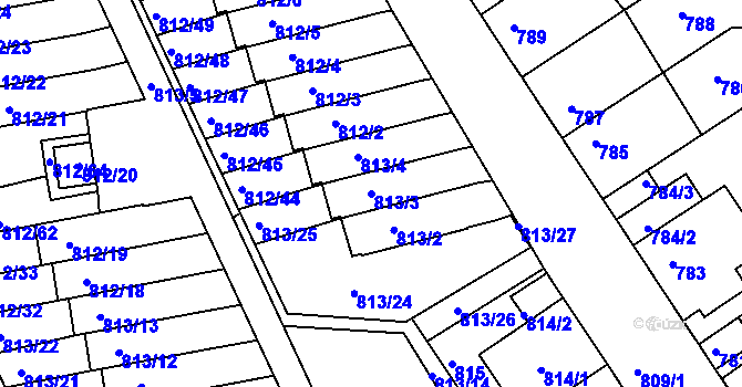 Parcela st. 813/3 v KÚ Novosedlice, Katastrální mapa