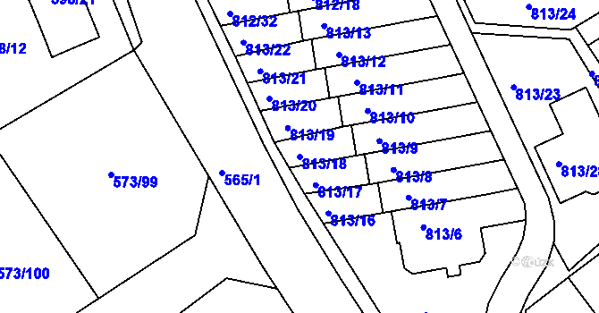 Parcela st. 813/18 v KÚ Novosedlice, Katastrální mapa