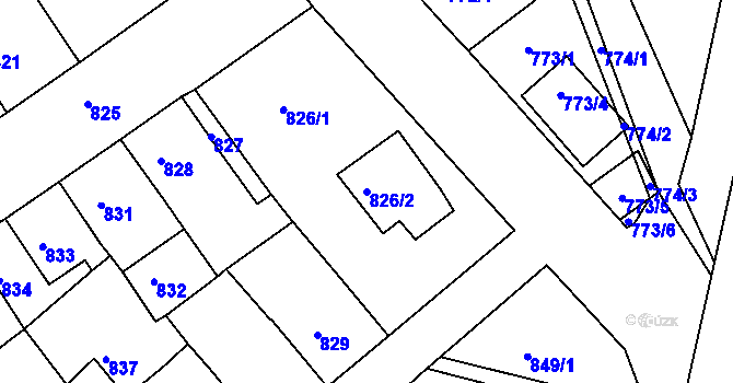 Parcela st. 826/2 v KÚ Novosedlice, Katastrální mapa