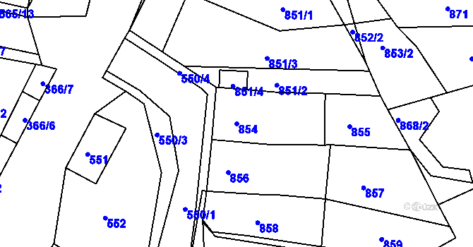 Parcela st. 854 v KÚ Novosedlice, Katastrální mapa