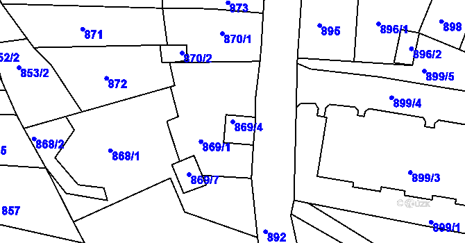 Parcela st. 869/4 v KÚ Novosedlice, Katastrální mapa