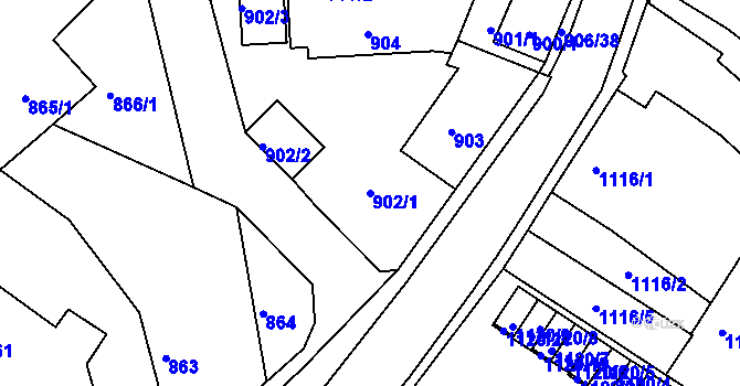 Parcela st. 902/1 v KÚ Novosedlice, Katastrální mapa