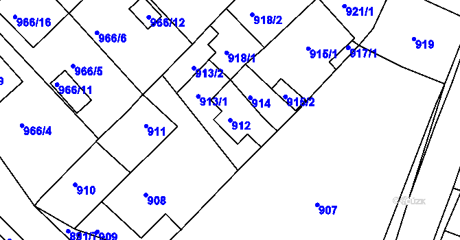 Parcela st. 912 v KÚ Novosedlice, Katastrální mapa