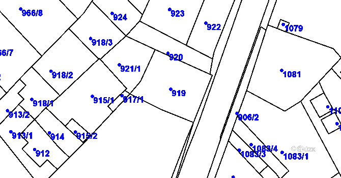 Parcela st. 919 v KÚ Novosedlice, Katastrální mapa