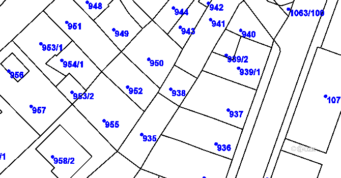 Parcela st. 938 v KÚ Novosedlice, Katastrální mapa