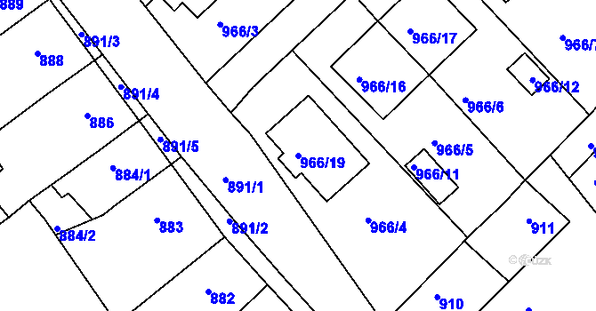 Parcela st. 966/19 v KÚ Novosedlice, Katastrální mapa