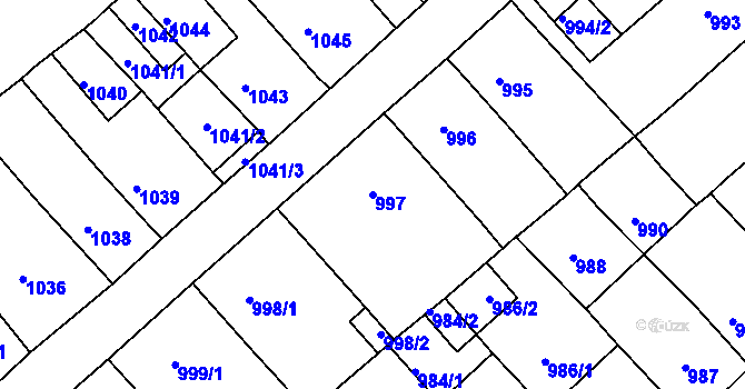 Parcela st. 997 v KÚ Novosedlice, Katastrální mapa