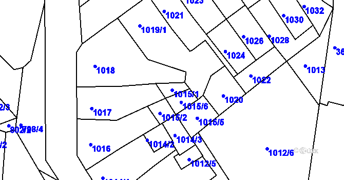 Parcela st. 1015/1 v KÚ Novosedlice, Katastrální mapa