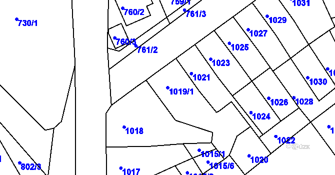 Parcela st. 1019/1 v KÚ Novosedlice, Katastrální mapa