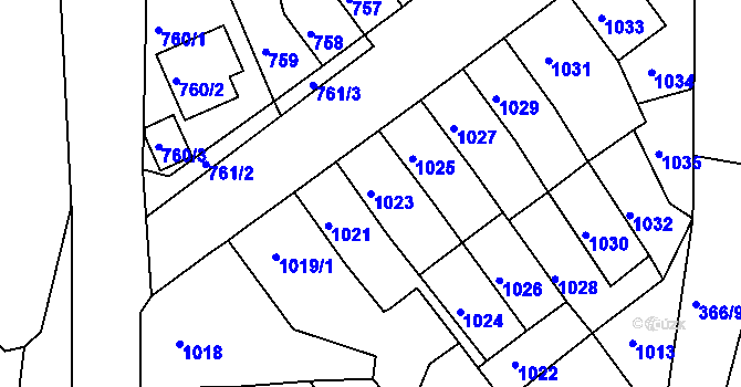 Parcela st. 1023 v KÚ Novosedlice, Katastrální mapa