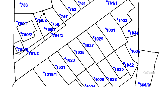 Parcela st. 1027 v KÚ Novosedlice, Katastrální mapa