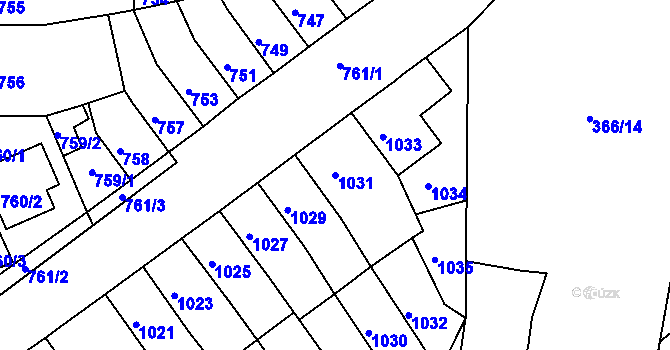 Parcela st. 1031 v KÚ Novosedlice, Katastrální mapa