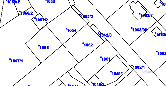 Parcela st. 1052 v KÚ Novosedlice, Katastrální mapa