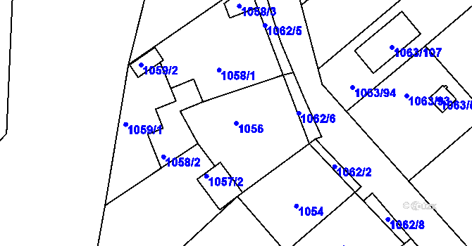 Parcela st. 1056 v KÚ Novosedlice, Katastrální mapa