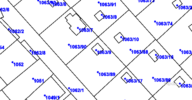 Parcela st. 1063/9 v KÚ Novosedlice, Katastrální mapa
