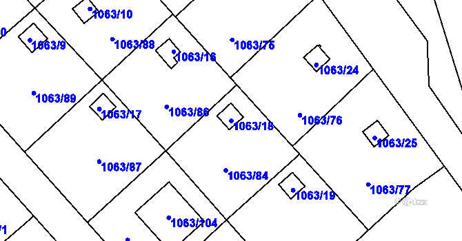 Parcela st. 1063/18 v KÚ Novosedlice, Katastrální mapa
