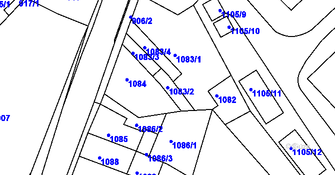 Parcela st. 1083/2 v KÚ Novosedlice, Katastrální mapa