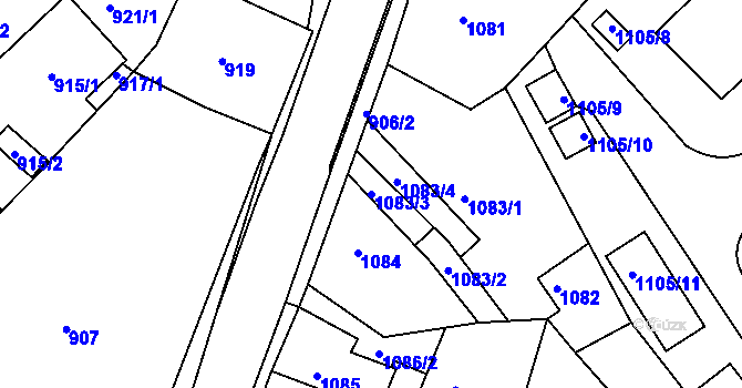 Parcela st. 1083/3 v KÚ Novosedlice, Katastrální mapa