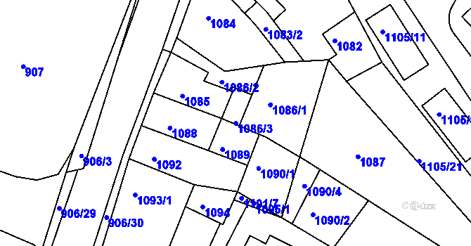 Parcela st. 1086/3 v KÚ Novosedlice, Katastrální mapa