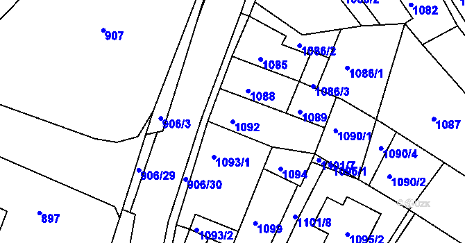 Parcela st. 1092 v KÚ Novosedlice, Katastrální mapa