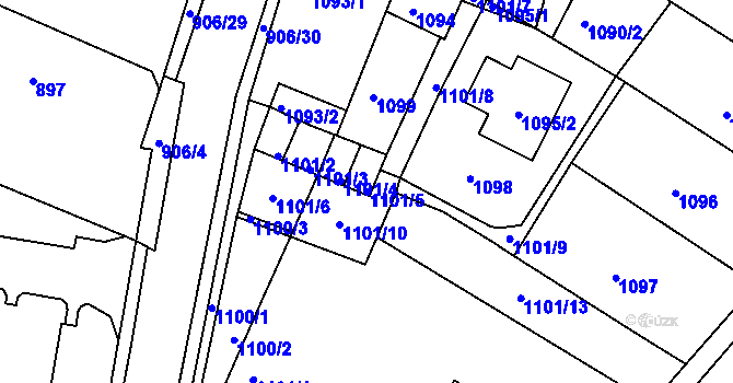 Parcela st. 1101/5 v KÚ Novosedlice, Katastrální mapa