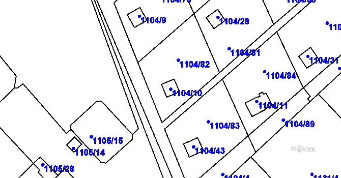 Parcela st. 1104/10 v KÚ Novosedlice, Katastrální mapa