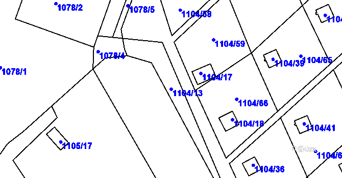 Parcela st. 1104/13 v KÚ Novosedlice, Katastrální mapa
