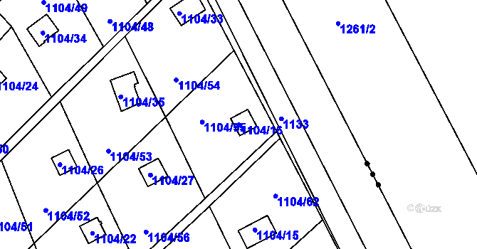 Parcela st. 1104/16 v KÚ Novosedlice, Katastrální mapa