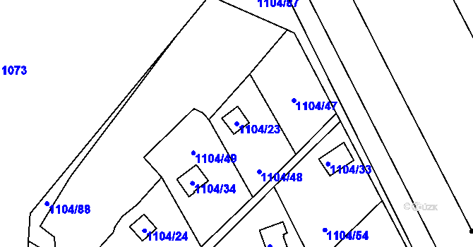 Parcela st. 1104/23 v KÚ Novosedlice, Katastrální mapa