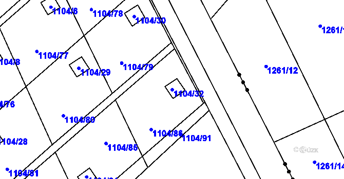 Parcela st. 1104/32 v KÚ Novosedlice, Katastrální mapa