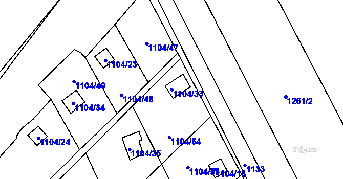 Parcela st. 1104/33 v KÚ Novosedlice, Katastrální mapa