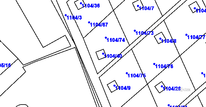Parcela st. 1104/40 v KÚ Novosedlice, Katastrální mapa