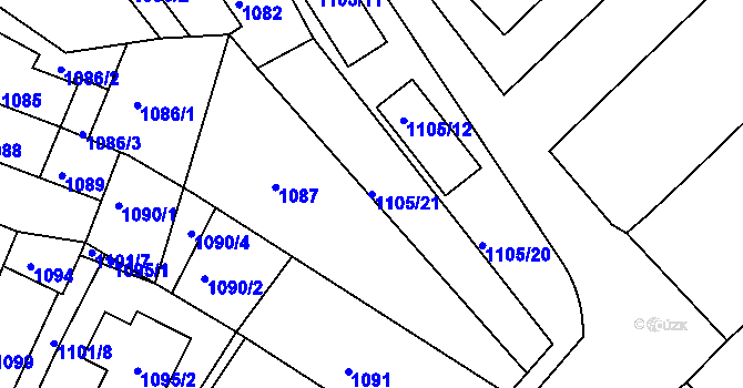 Parcela st. 1105/21 v KÚ Novosedlice, Katastrální mapa