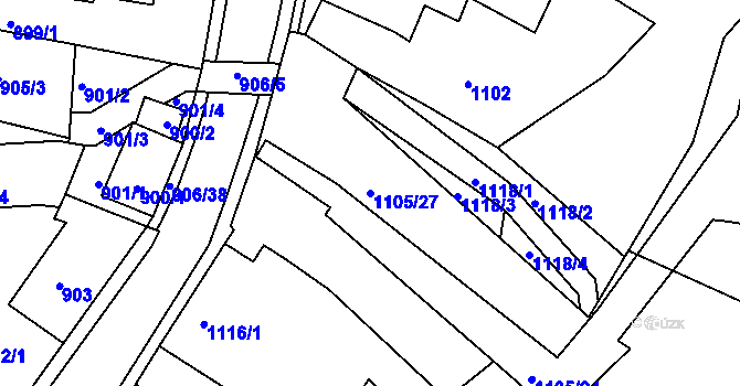 Parcela st. 1105/27 v KÚ Novosedlice, Katastrální mapa