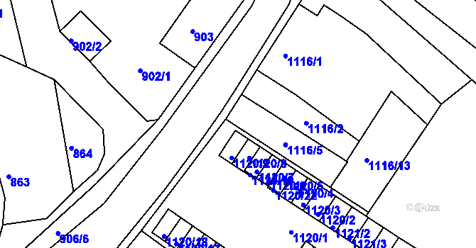 Parcela st. 1116/3 v KÚ Novosedlice, Katastrální mapa