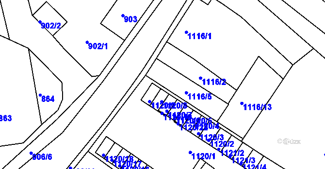 Parcela st. 1116/4 v KÚ Novosedlice, Katastrální mapa