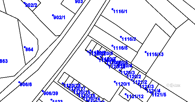 Parcela st. 1120/8 v KÚ Novosedlice, Katastrální mapa