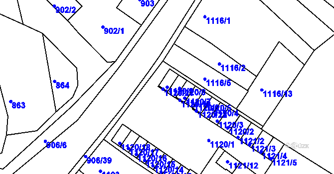 Parcela st. 1120/9 v KÚ Novosedlice, Katastrální mapa