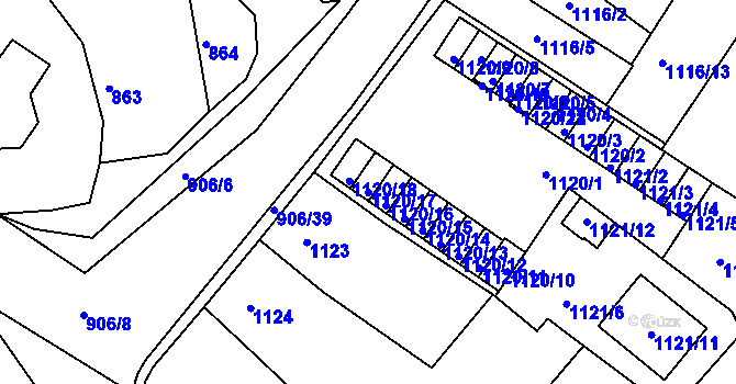 Parcela st. 1120/17 v KÚ Novosedlice, Katastrální mapa