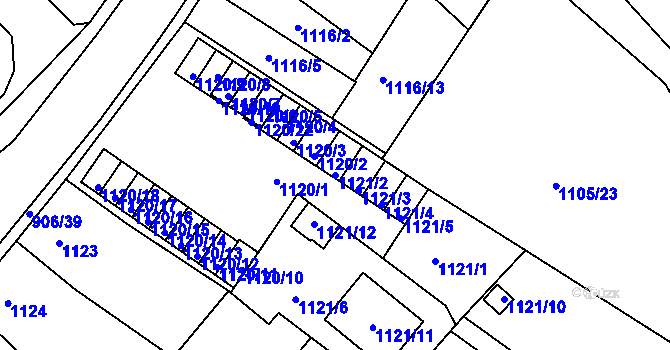 Parcela st. 1121/2 v KÚ Novosedlice, Katastrální mapa