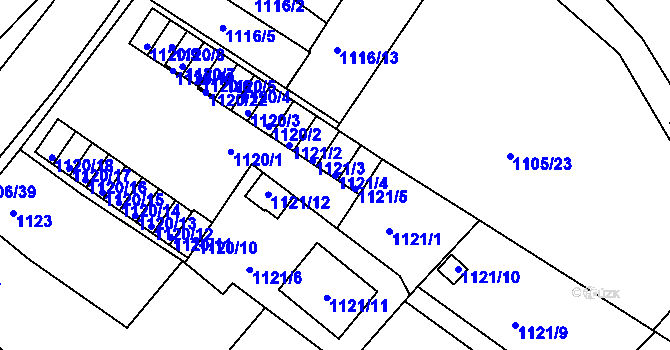 Parcela st. 1121/4 v KÚ Novosedlice, Katastrální mapa