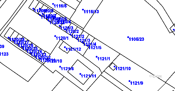 Parcela st. 1121/5 v KÚ Novosedlice, Katastrální mapa