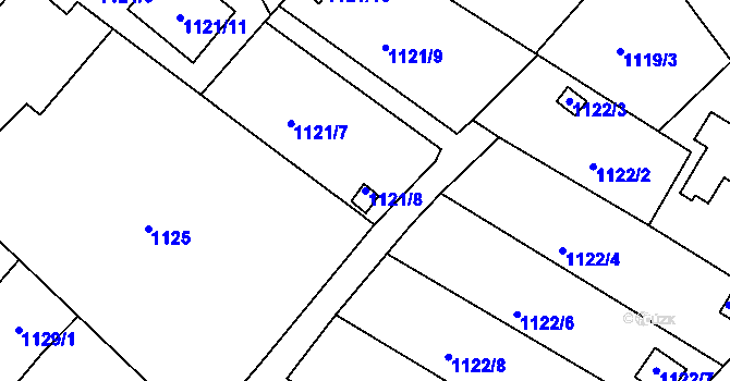 Parcela st. 1121/8 v KÚ Novosedlice, Katastrální mapa